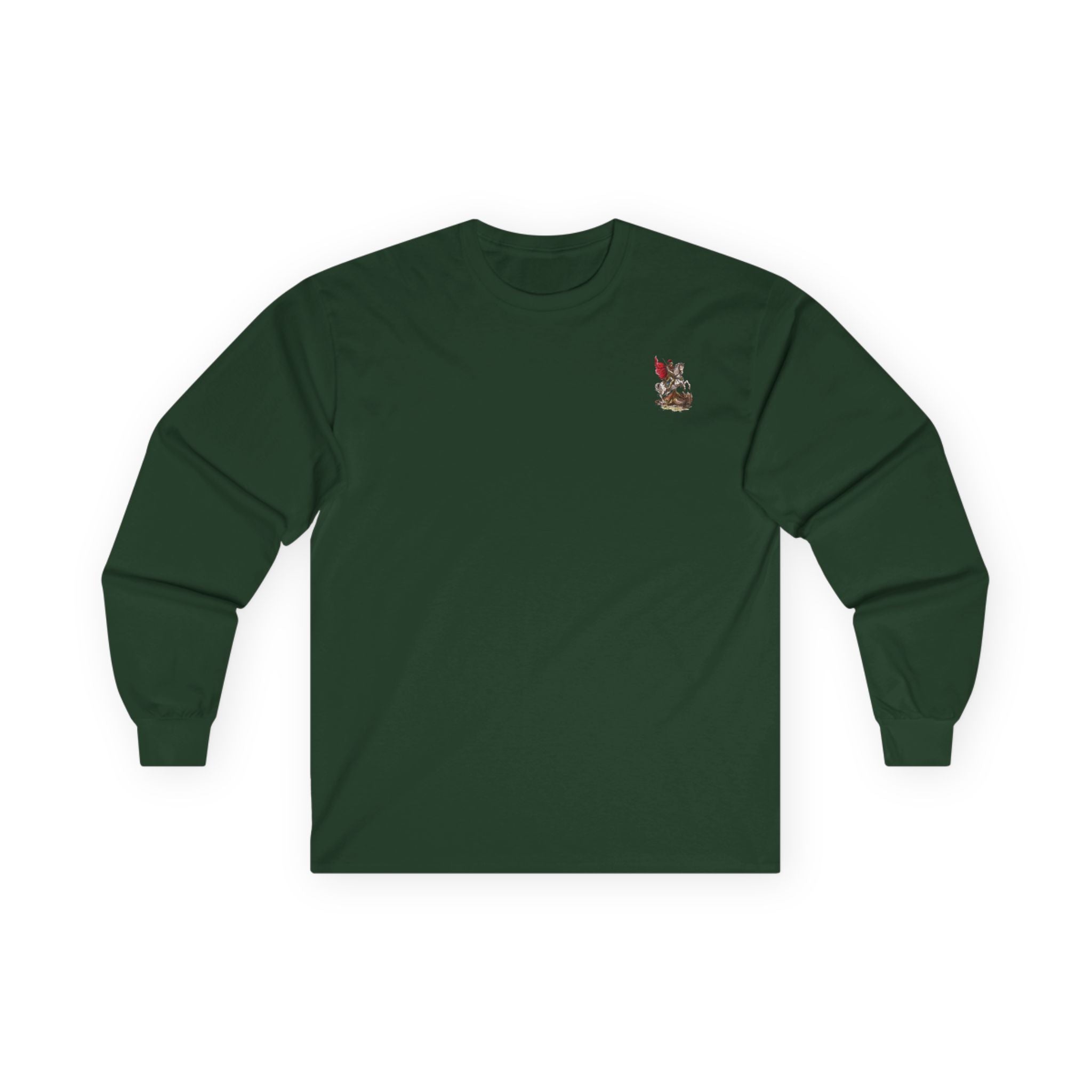 Saint George Slaying the Dragon Long Sleeve Shirt – Christian Warrior Saint Graphic Tee, Catholic Religious Apparel