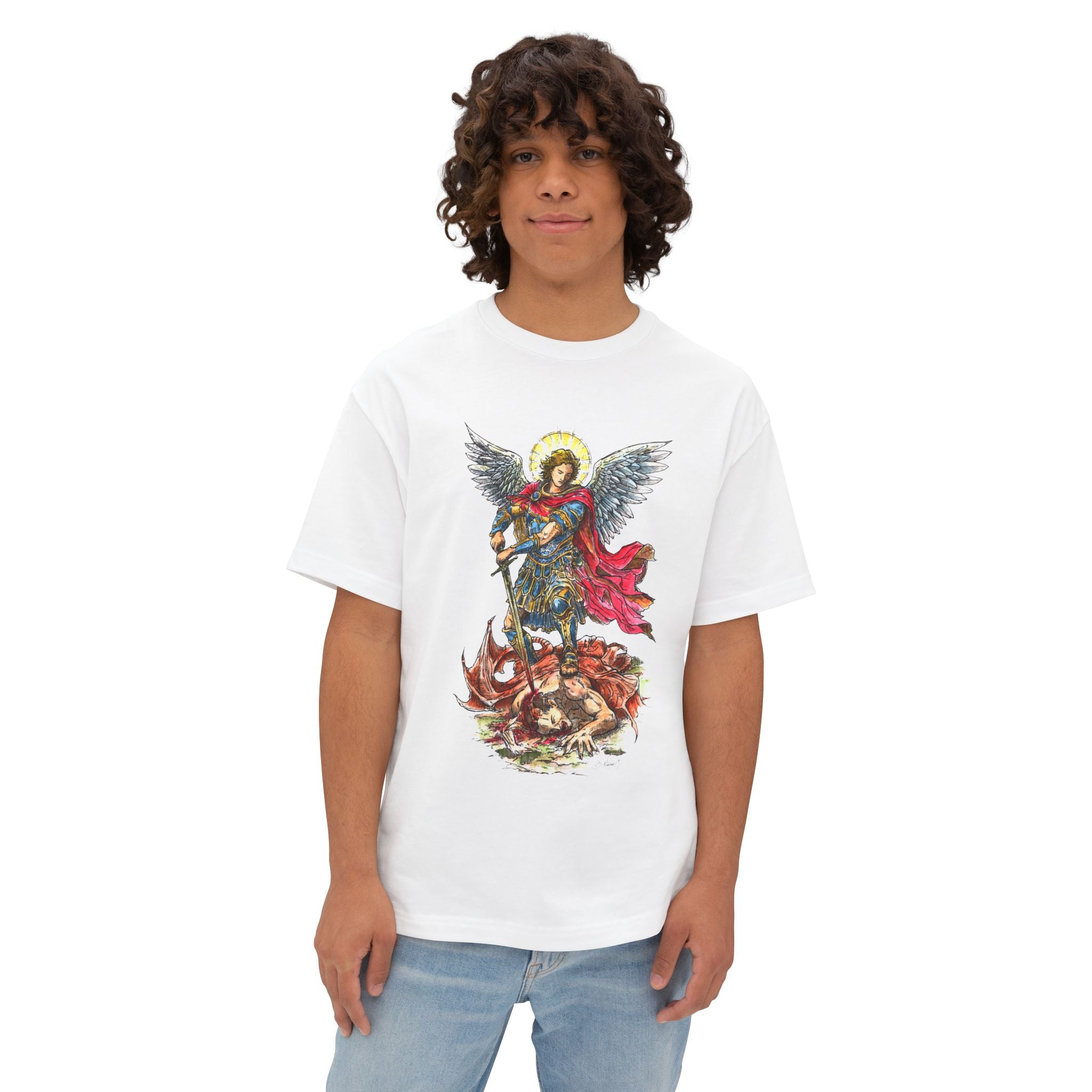 Saint Michael Archangel illustration Tee | Angel, Sword, Dragon Slayer