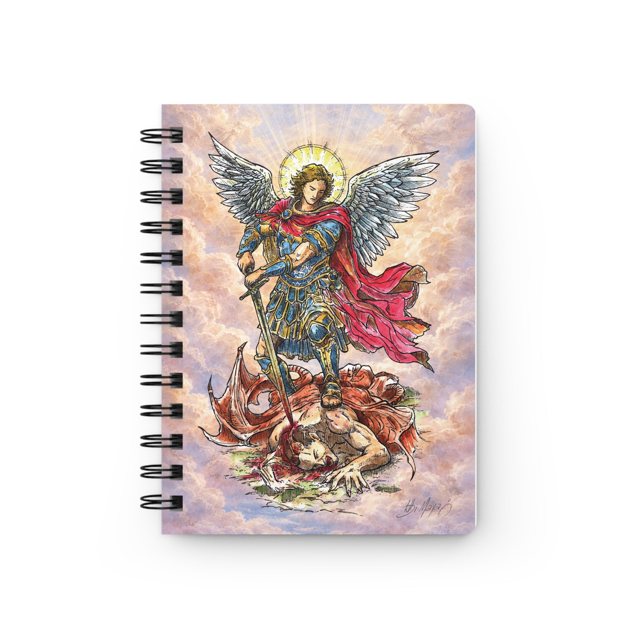Saint Michael Archangel illustration Spiral Bound Journal | Prayer, Religious Notebook