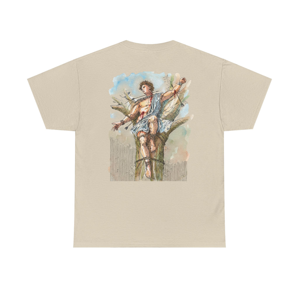 Saint Sebastian Illustration Tee | Vintage Religious Art, Martyrdom Design