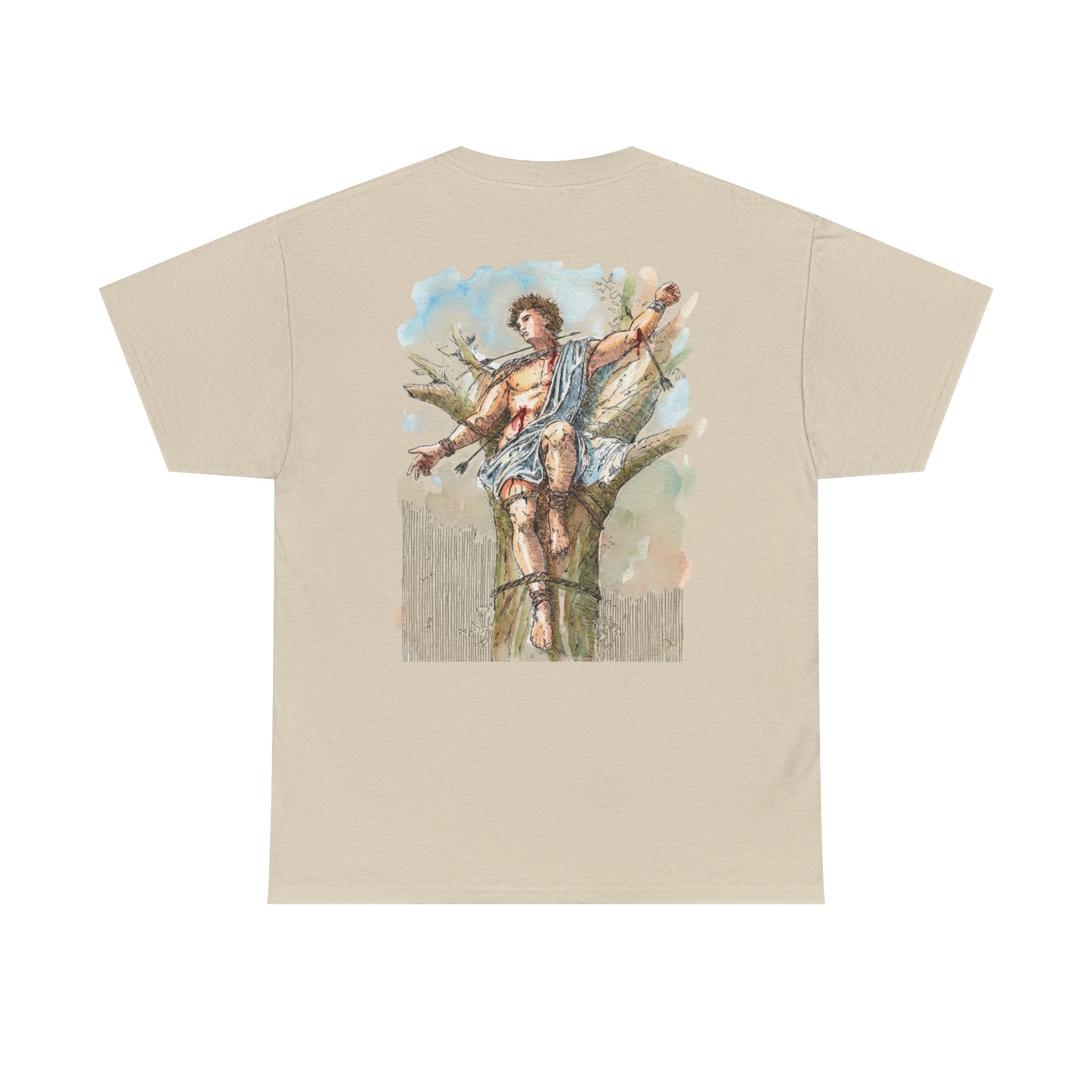 Saint Sebastian Illustration Tee | Vintage Religious Art, Martyrdom Design