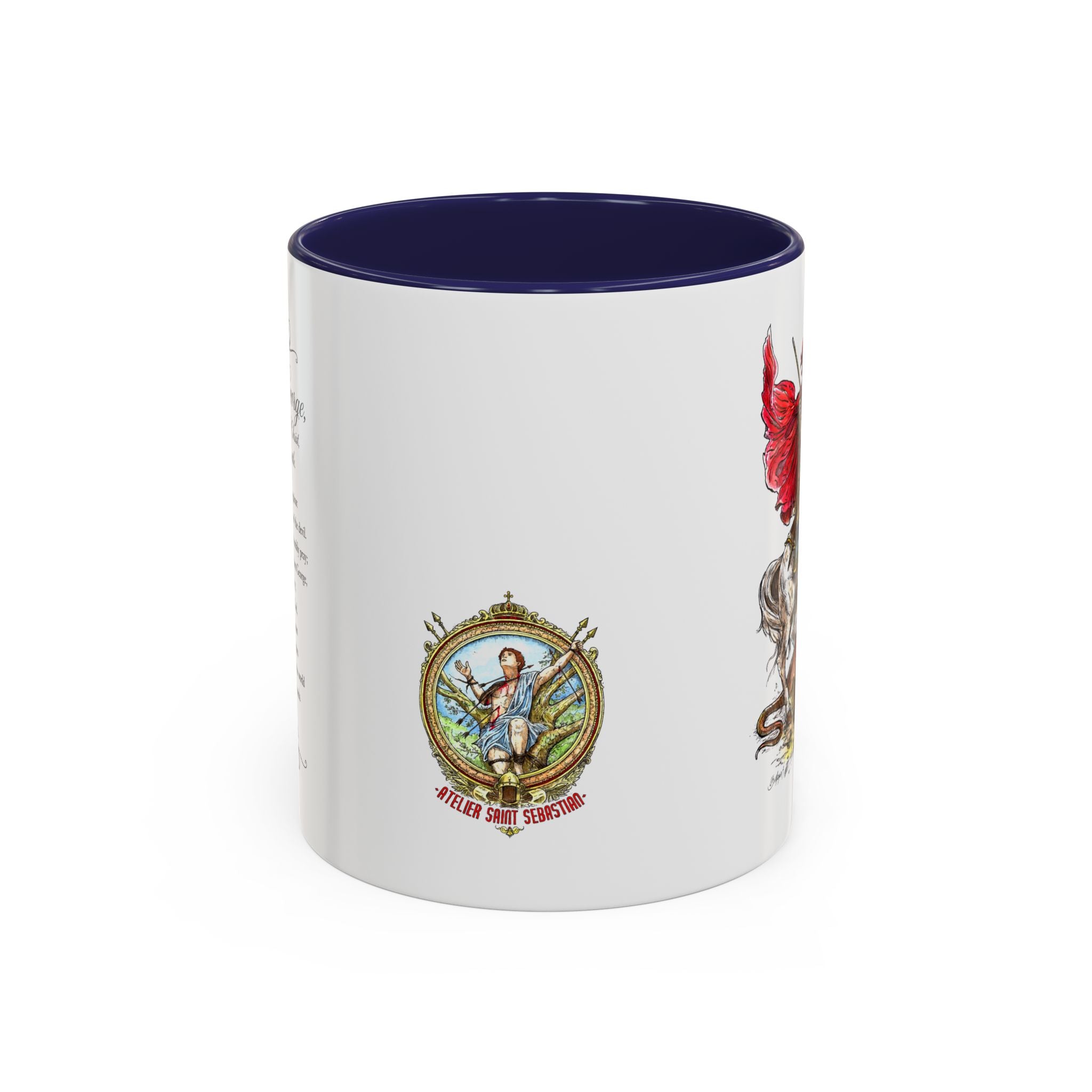 Saint George Dragon Slayer Accent Coffee Mug — Medieval Knight Illustration (11/15oz)