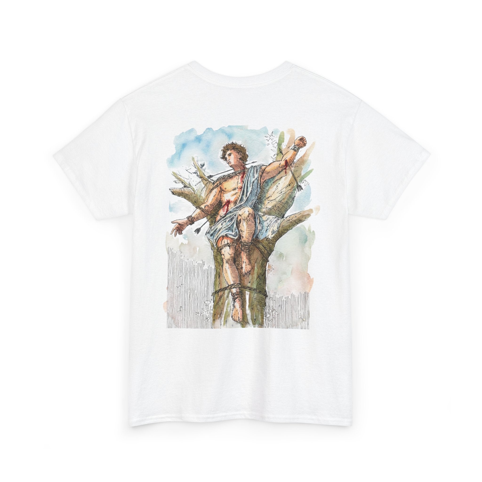 Saint Sebastian Illustration Tee | Vintage Religious Art, Martyrdom Design