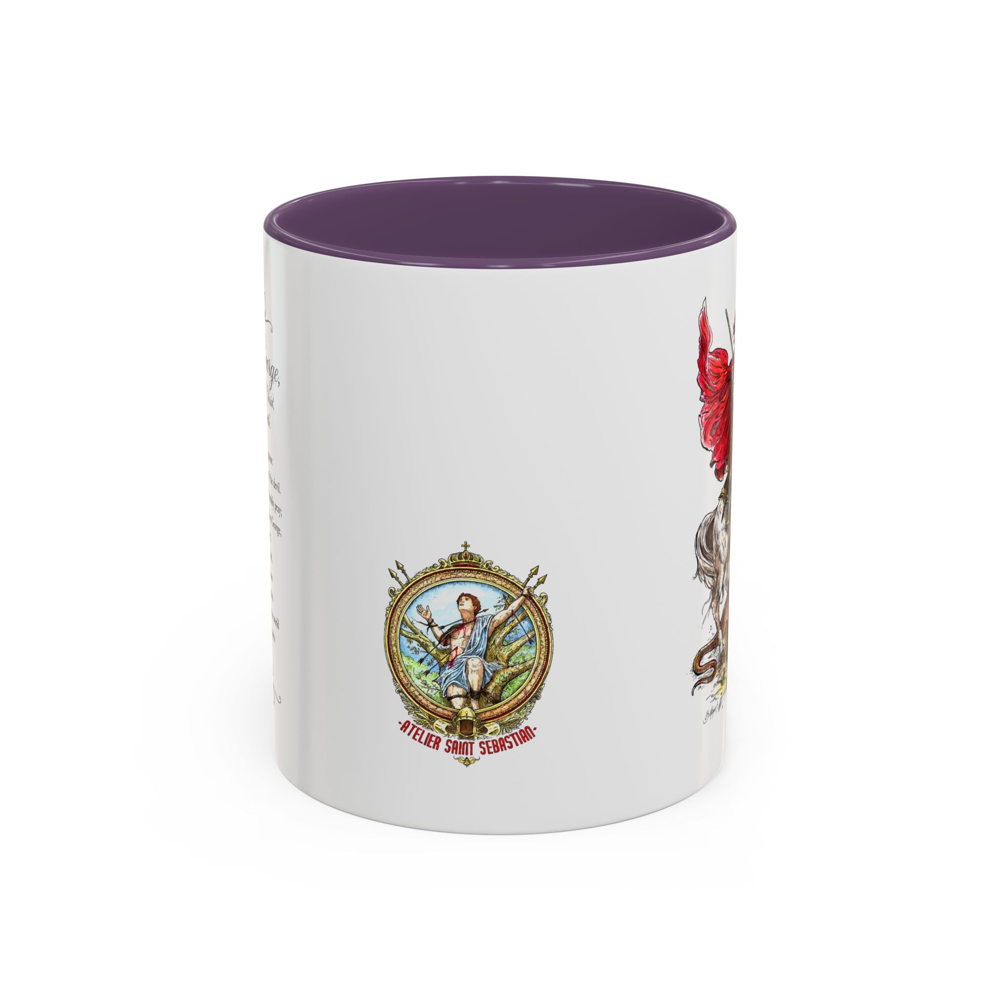 Saint George Dragon Slayer Accent Coffee Mug — Medieval Knight Illustration (11/15oz)