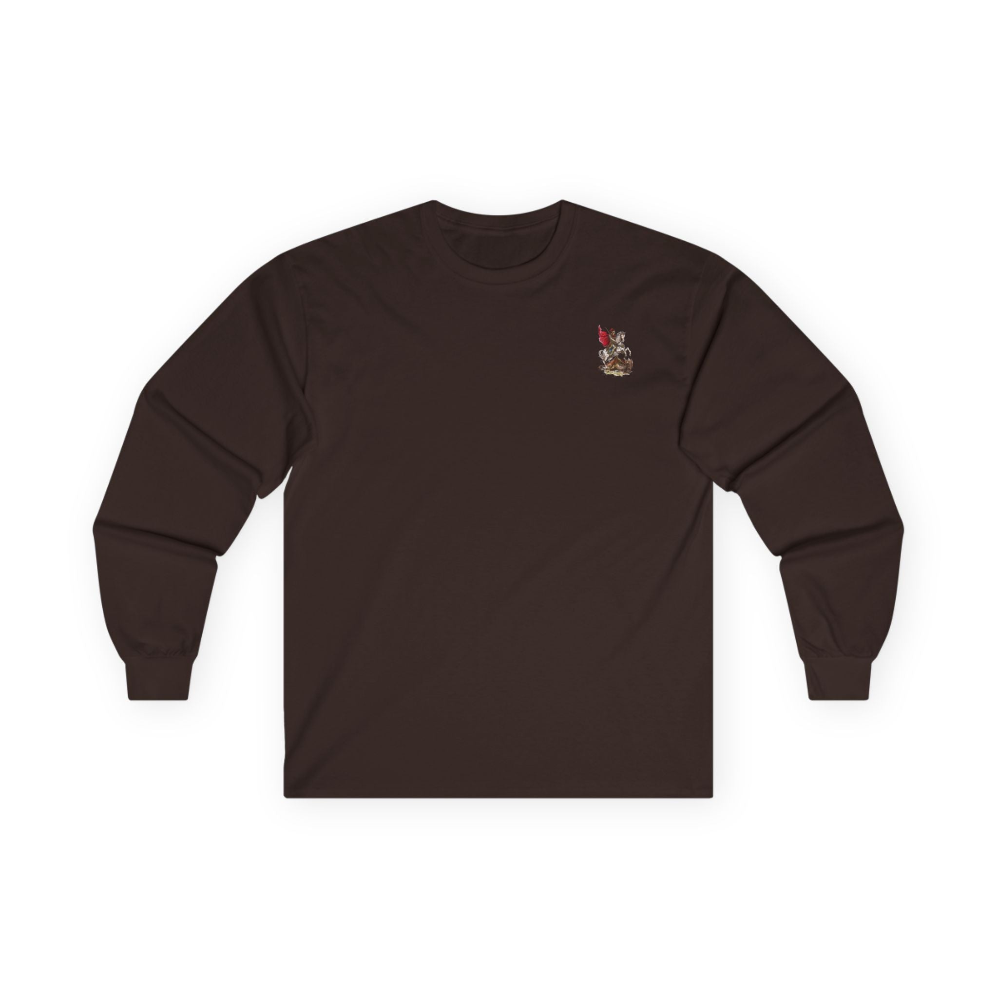 Saint George Slaying the Dragon Long Sleeve Shirt – Christian Warrior Saint Graphic Tee, Catholic Religious Apparel
