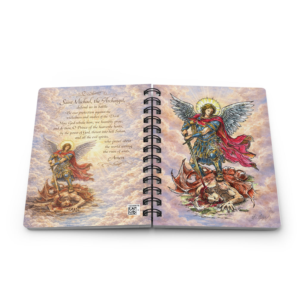 Saint Michael Archangel illustration Spiral Bound Journal | Prayer, Religious Notebook