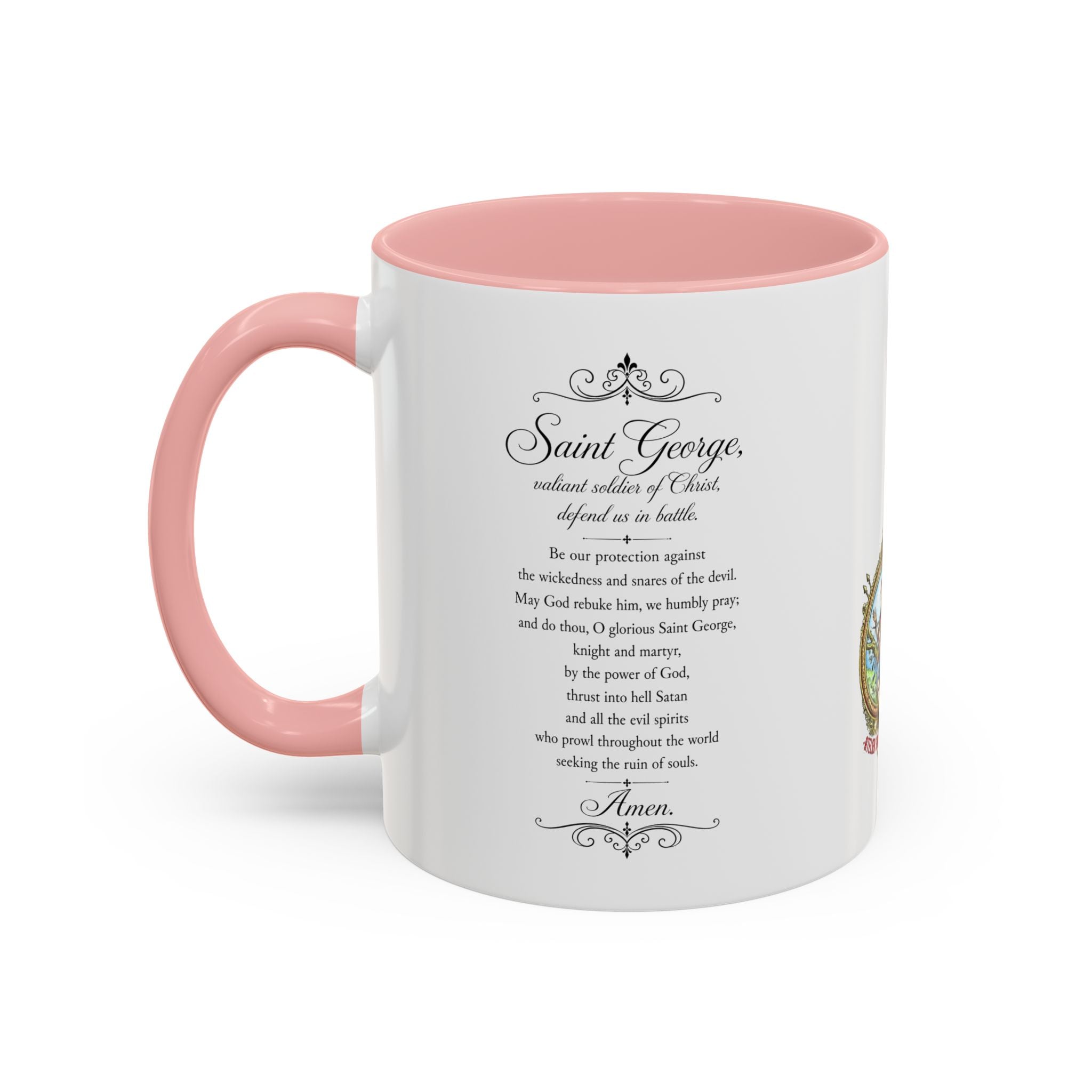 Saint George Dragon Slayer Accent Coffee Mug — Medieval Knight Illustration (11/15oz)