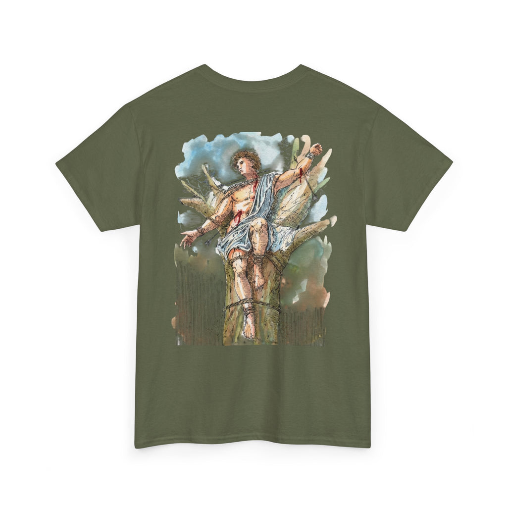 Saint Sebastian Illustration Tee | Vintage Religious Art, Martyrdom Design