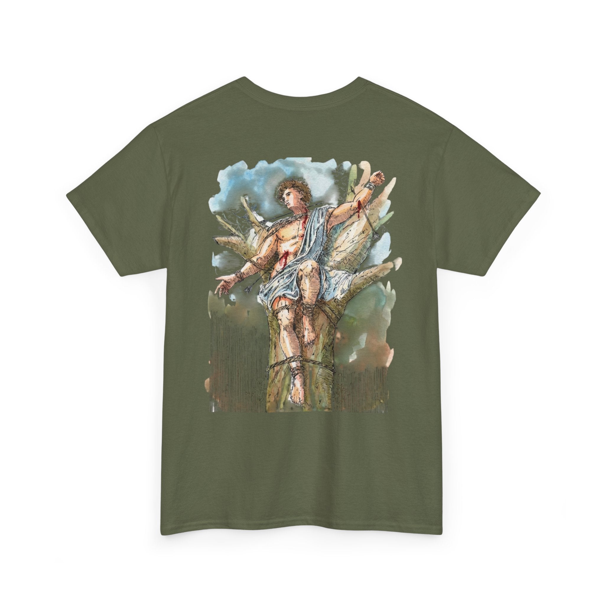 Saint Sebastian Illustration Tee | Vintage Religious Art, Martyrdom Design