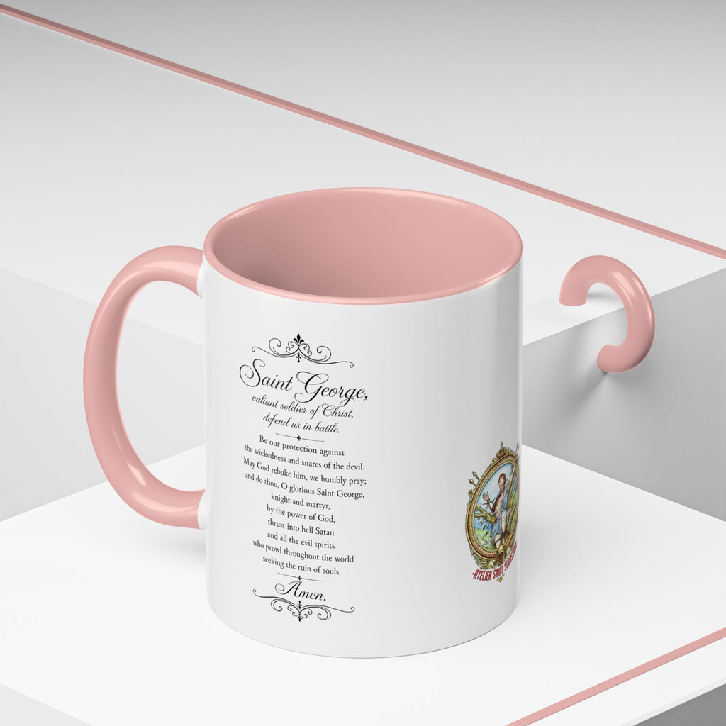 Saint George Dragon Slayer Accent Coffee Mug — Medieval Knight Illustration (11/15oz)