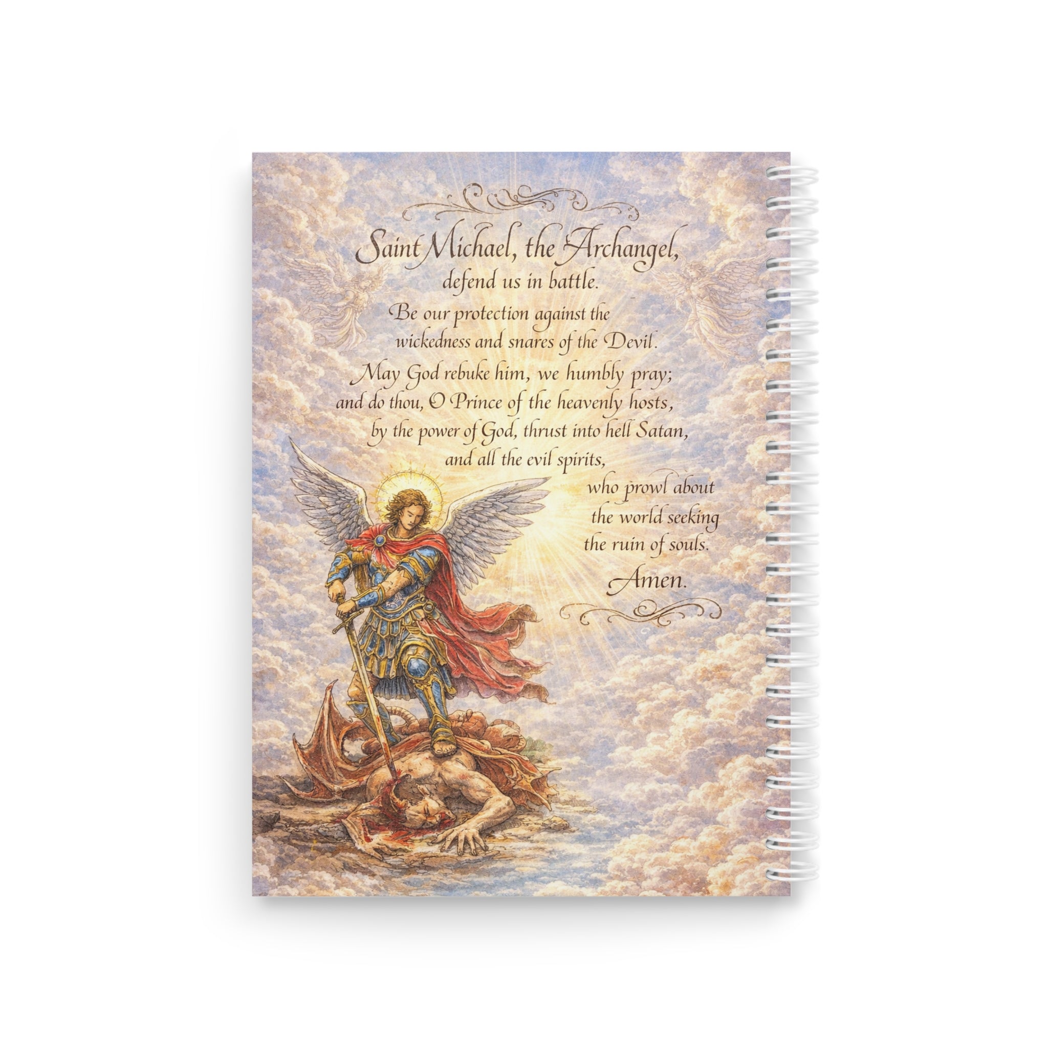Saint Michael the Archangel Spiral Notebook | Prayer Verse, Religious Journal