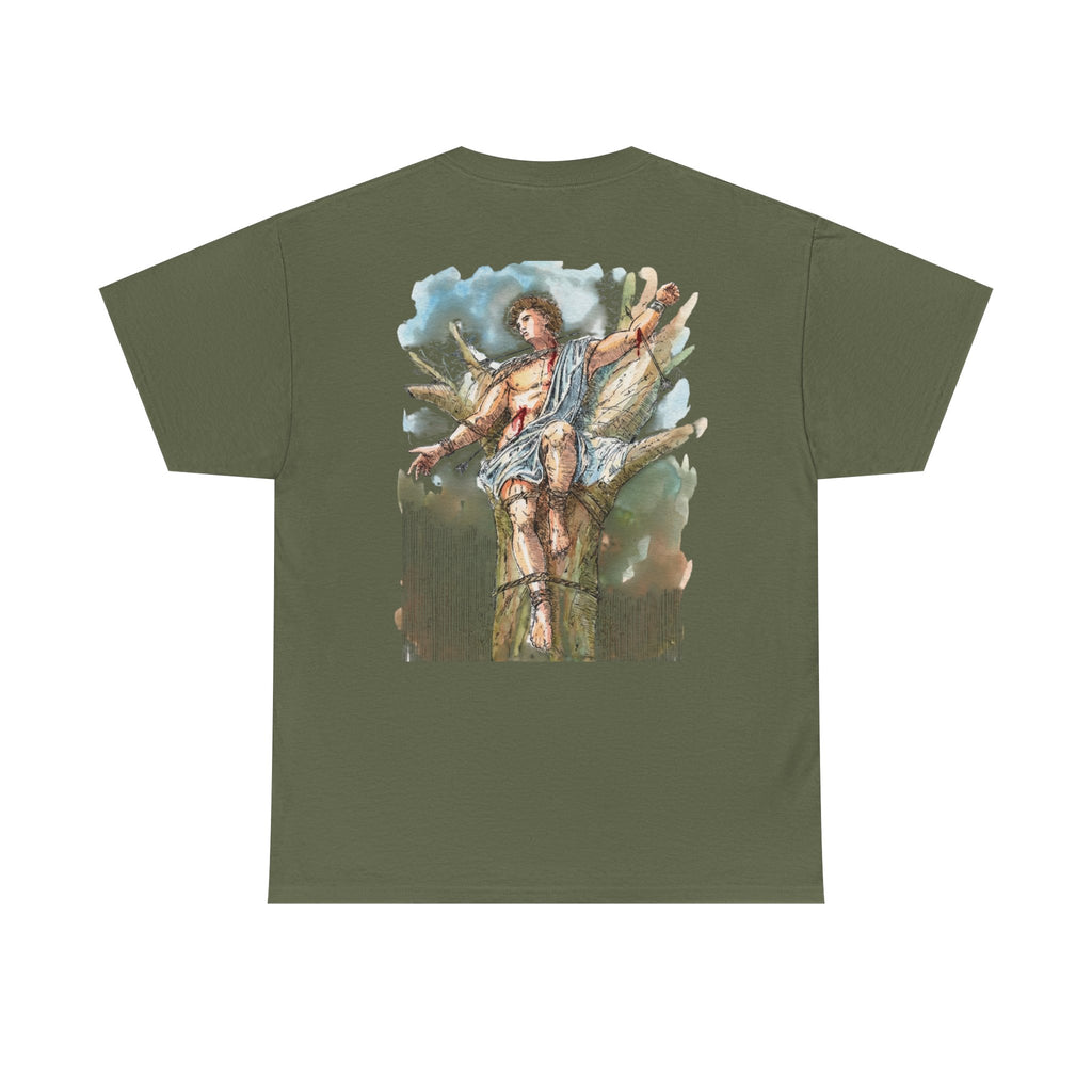 Saint Sebastian Illustration Tee | Vintage Religious Art, Martyrdom Design