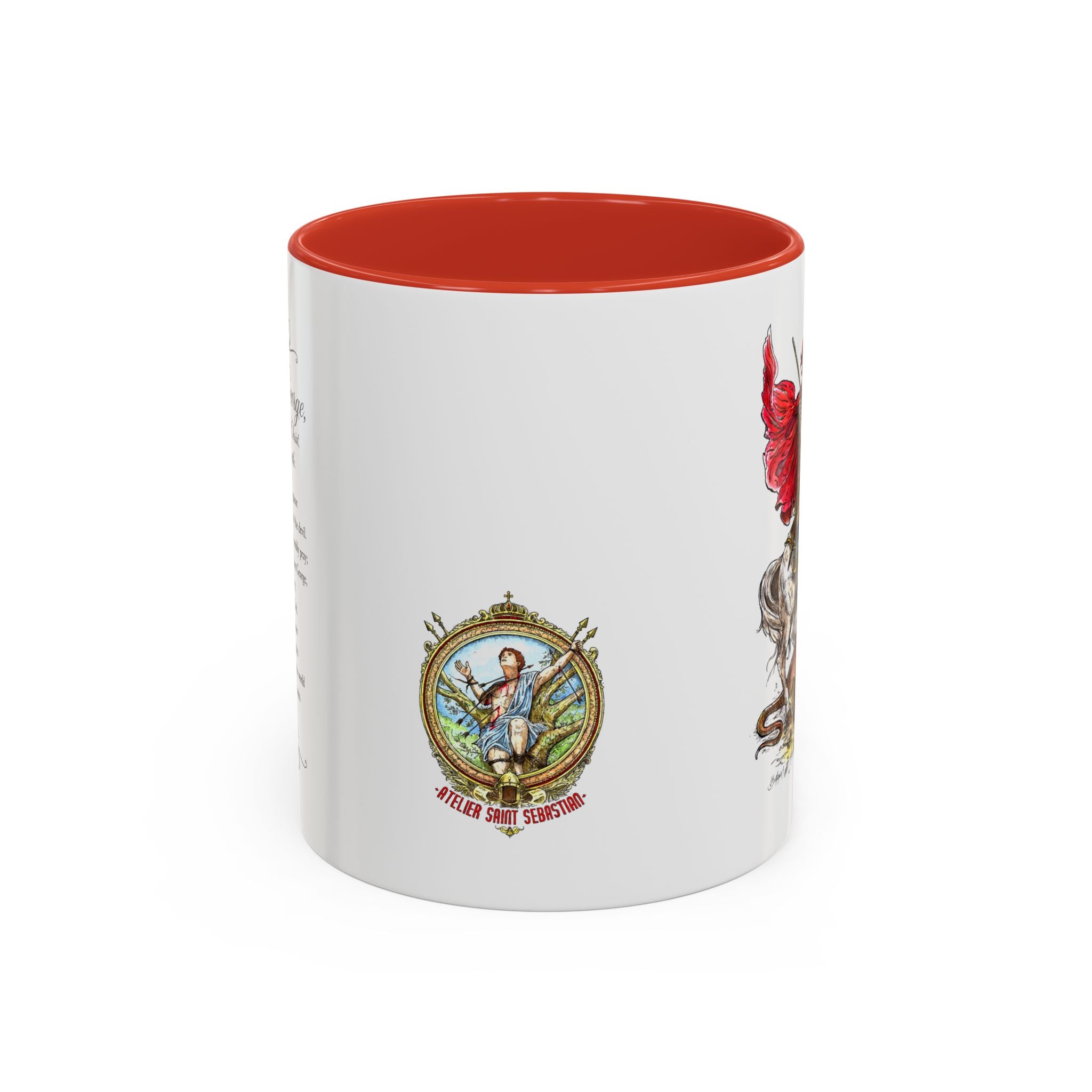 Saint George Dragon Slayer Accent Coffee Mug — Medieval Knight Illustration (11/15oz)