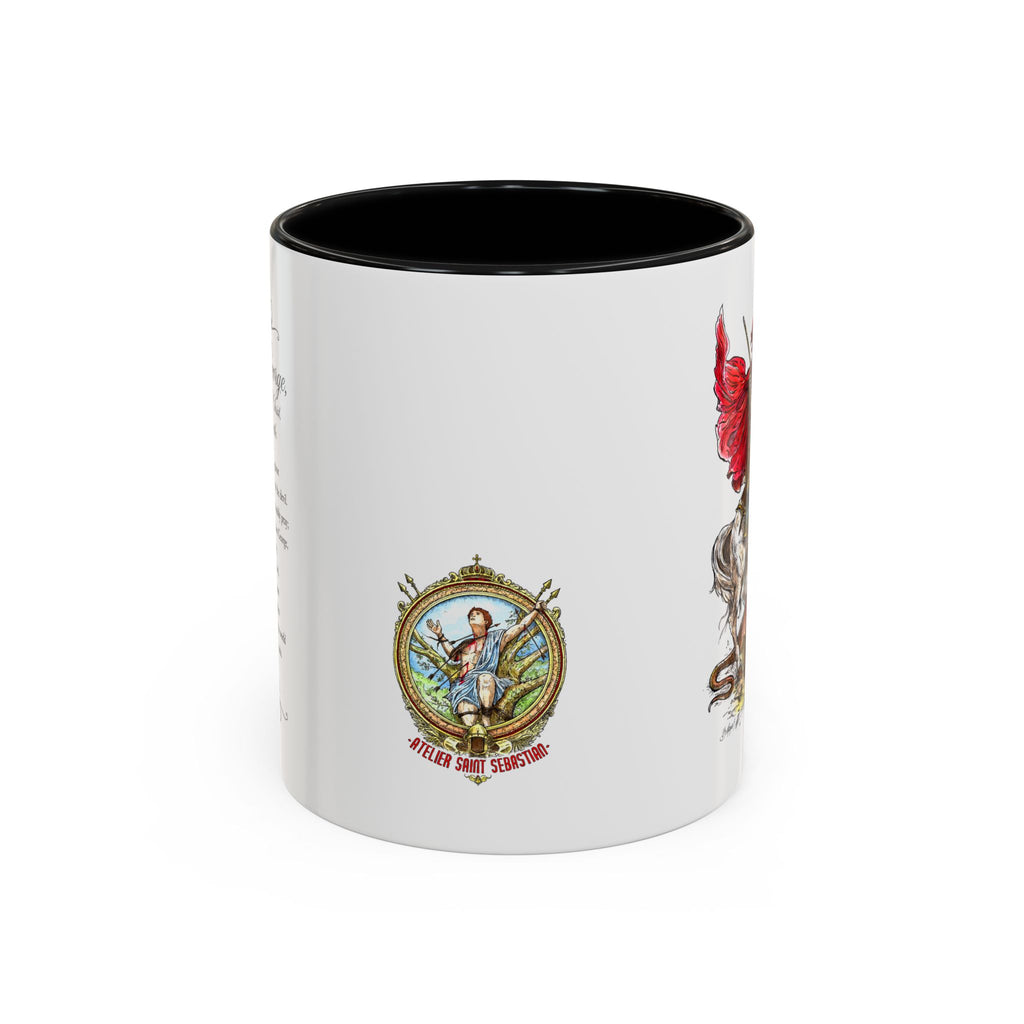 Saint George Dragon Slayer Accent Coffee Mug — Medieval Knight Illustration (11/15oz)