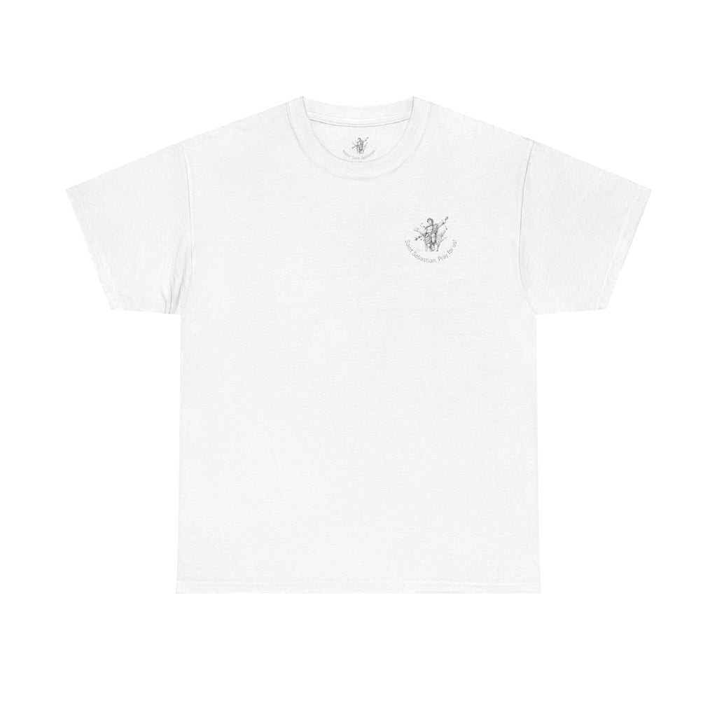 Saint Sebastian Illustration Tee | Vintage Religious Art, Martyrdom Design