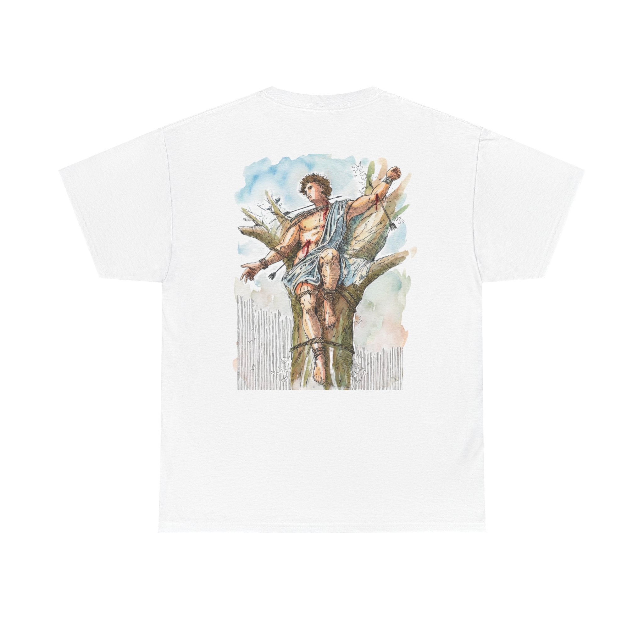 Saint Sebastian Illustration Tee | Vintage Religious Art, Martyrdom Design