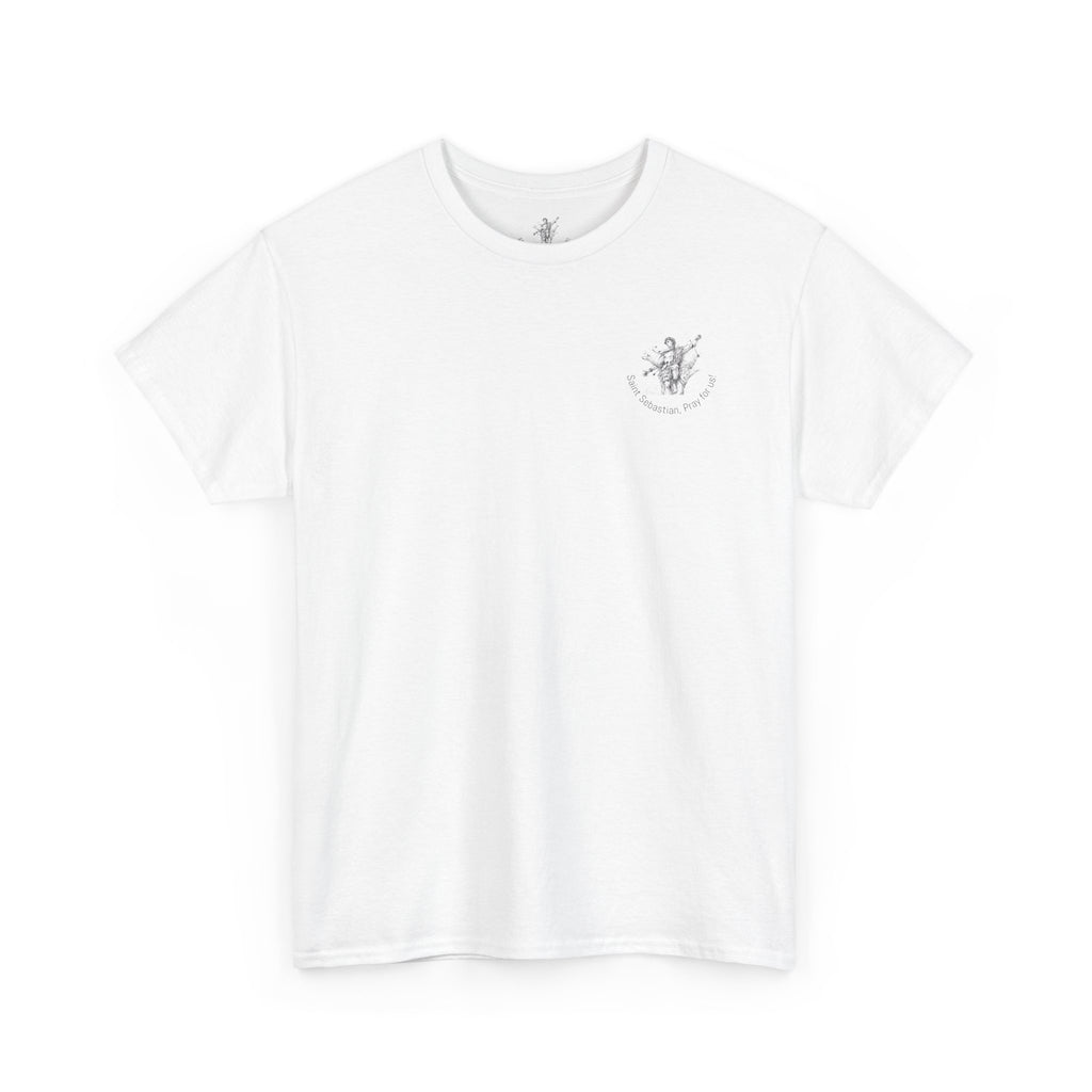 Saint Sebastian Illustration Tee | Vintage Religious Art, Martyrdom Design