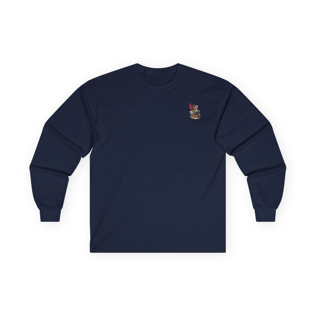 Saint George Slaying the Dragon Long Sleeve Shirt – Christian Warrior Saint Graphic Tee, Catholic Religious Apparel