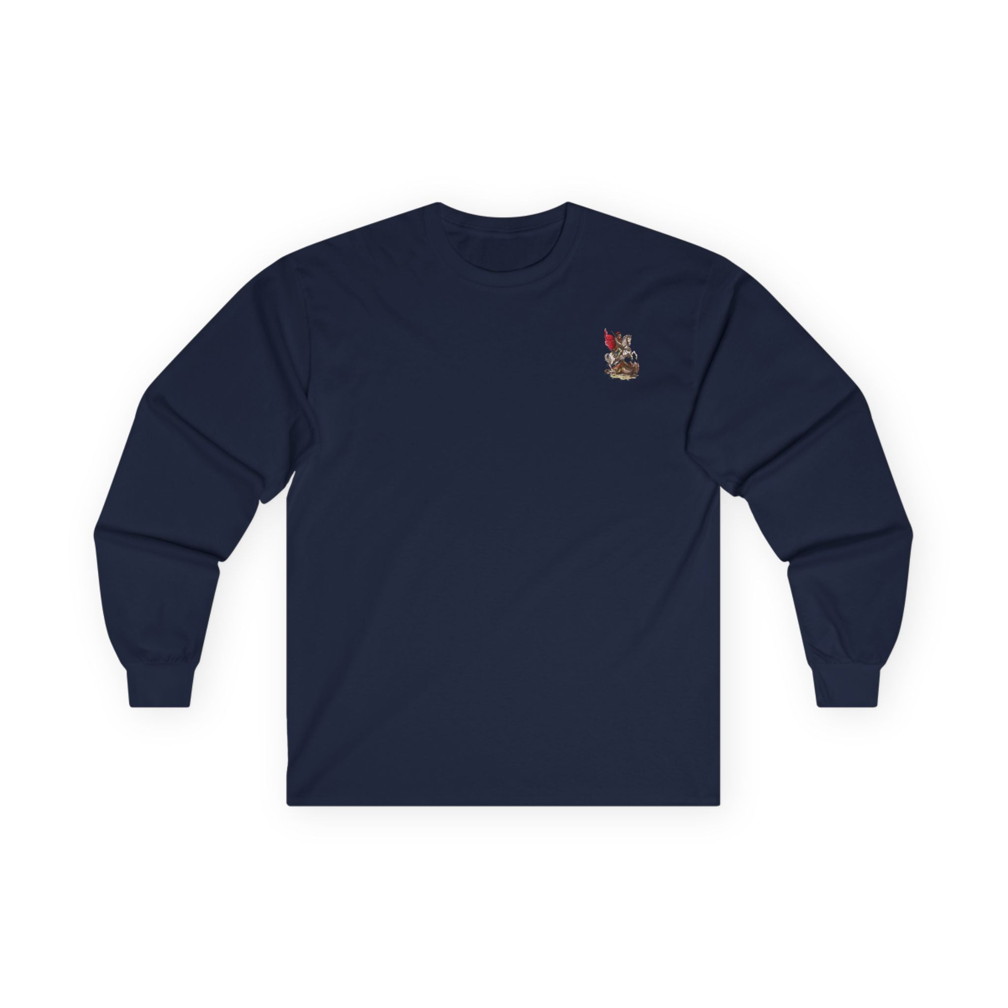 Saint George Slaying the Dragon Long Sleeve Shirt – Christian Warrior Saint Graphic Tee, Catholic Religious Apparel