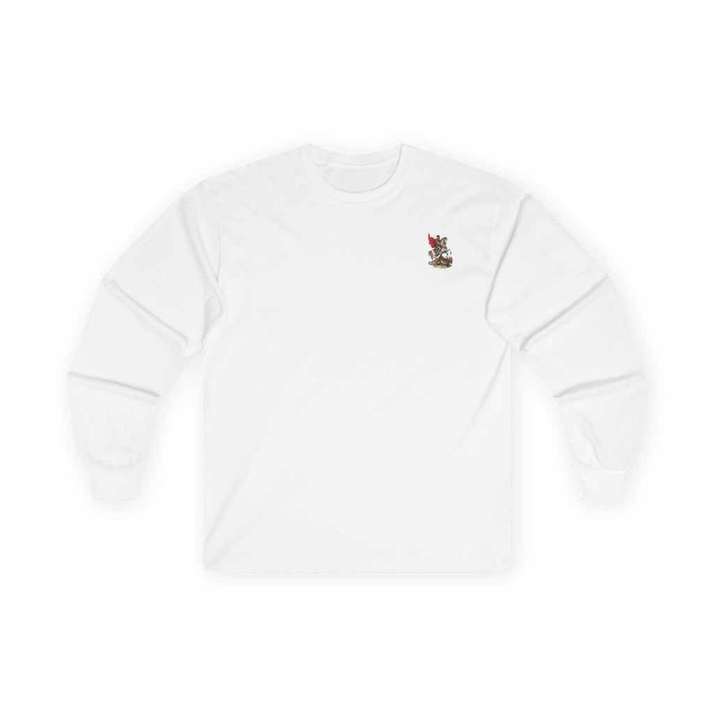 Saint George Slaying the Dragon Long Sleeve Shirt – Christian Warrior Saint Graphic Tee, Catholic Religious Apparel