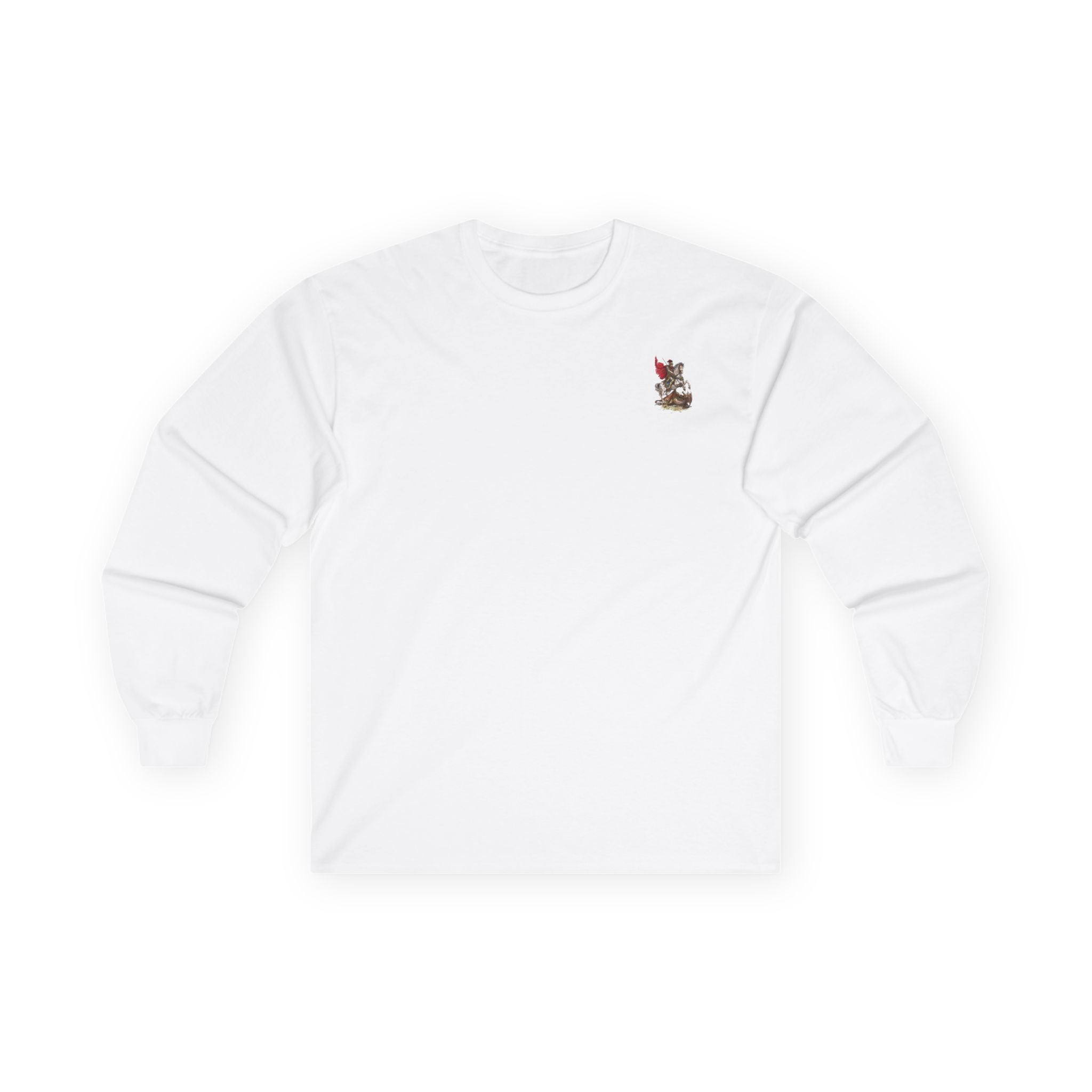 Saint George Slaying the Dragon Long Sleeve Shirt – Christian Warrior Saint Graphic Tee, Catholic Religious Apparel