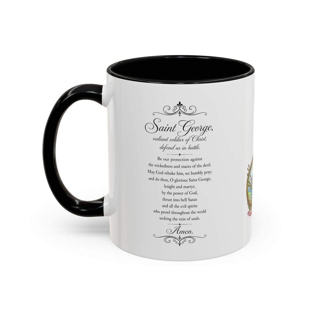 Saint George Dragon Slayer Accent Coffee Mug — Medieval Knight Illustration (11/15oz)