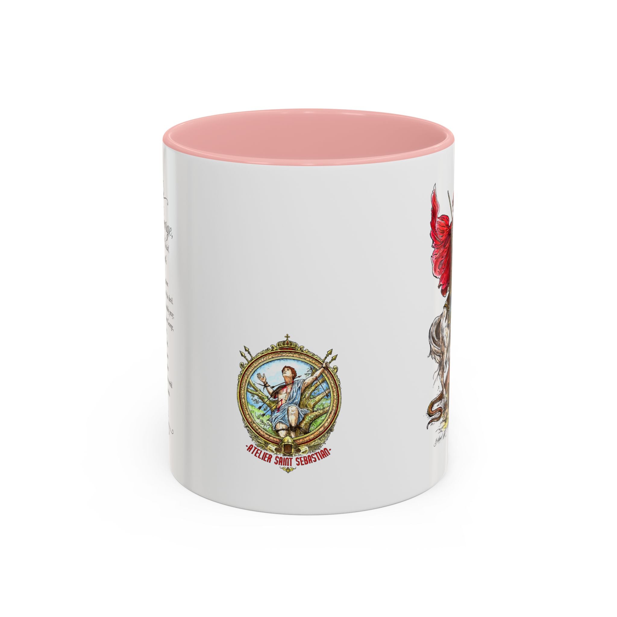 Saint George Dragon Slayer Accent Coffee Mug — Medieval Knight Illustration (11/15oz)