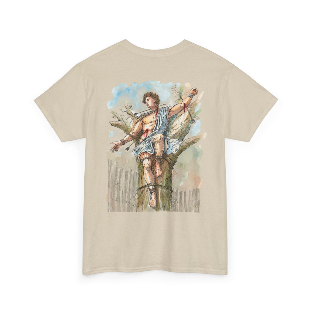 Saint Sebastian Illustration Tee | Vintage Religious Art, Martyrdom Design