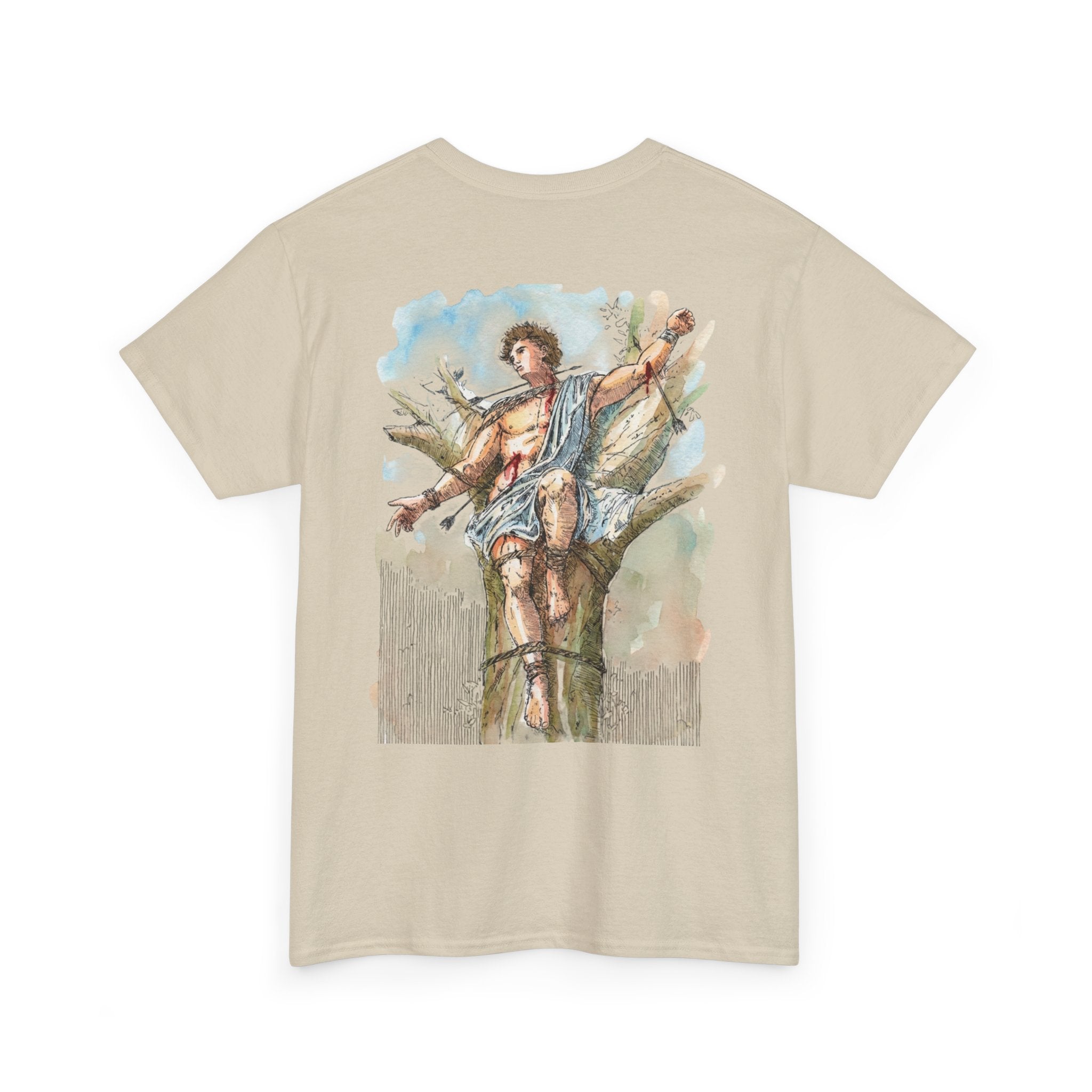 Saint Sebastian Illustration Tee | Vintage Religious Art, Martyrdom Design