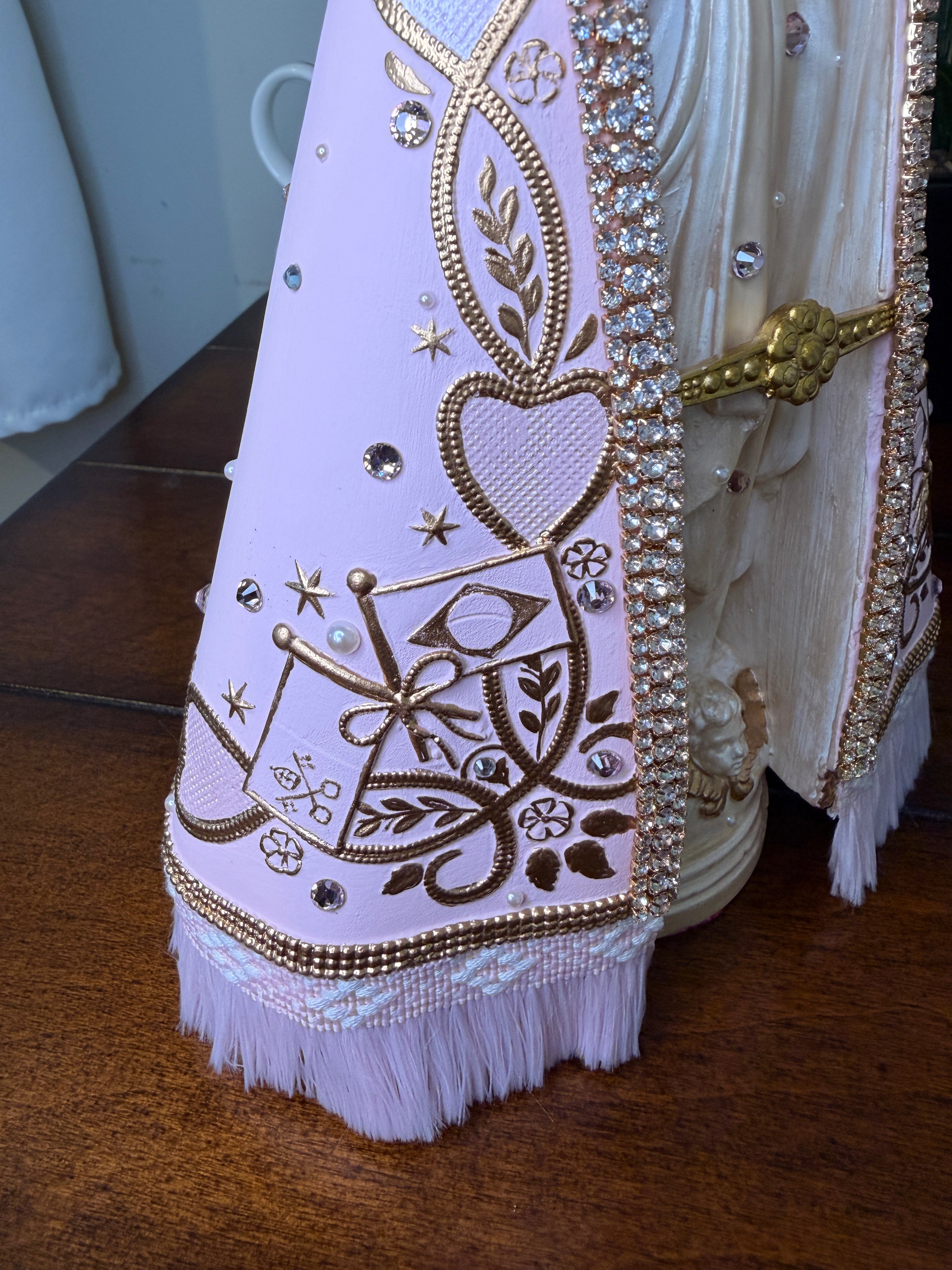 Nossa Senhora Aparecida Pink Statue 11 Inches – Handmade Catholic Religious Figurine