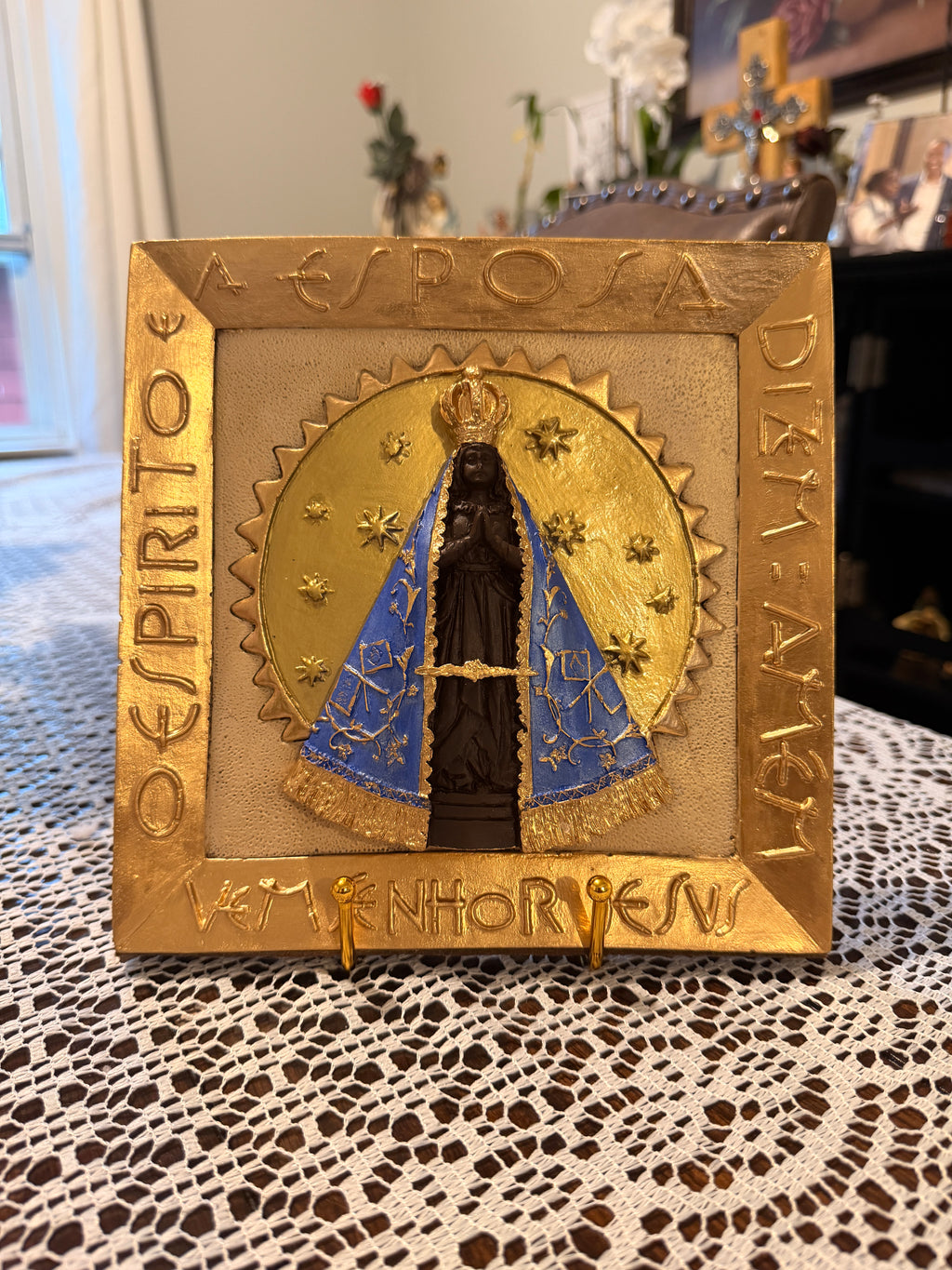 8x8” Sacred Plaque – “O Espírito e a Esposa dizem: Vem, Senhor Jesus”