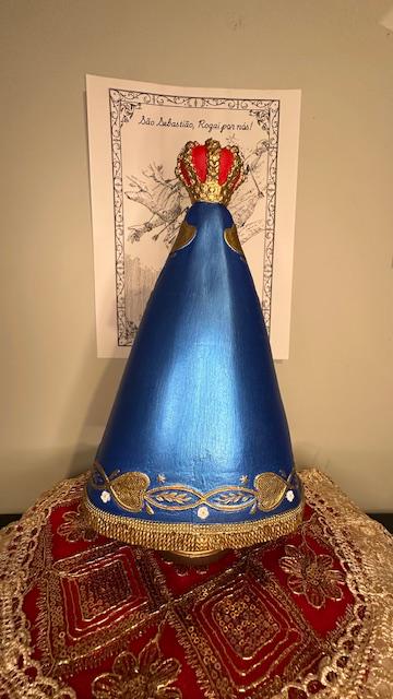 Handcrafted Nossa Senhora Aparecida Statue – 11 Inch (Metallic Blue)
