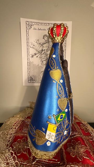 Handcrafted Nossa Senhora Aparecida Statue – 11 Inch (Metallic Blue)