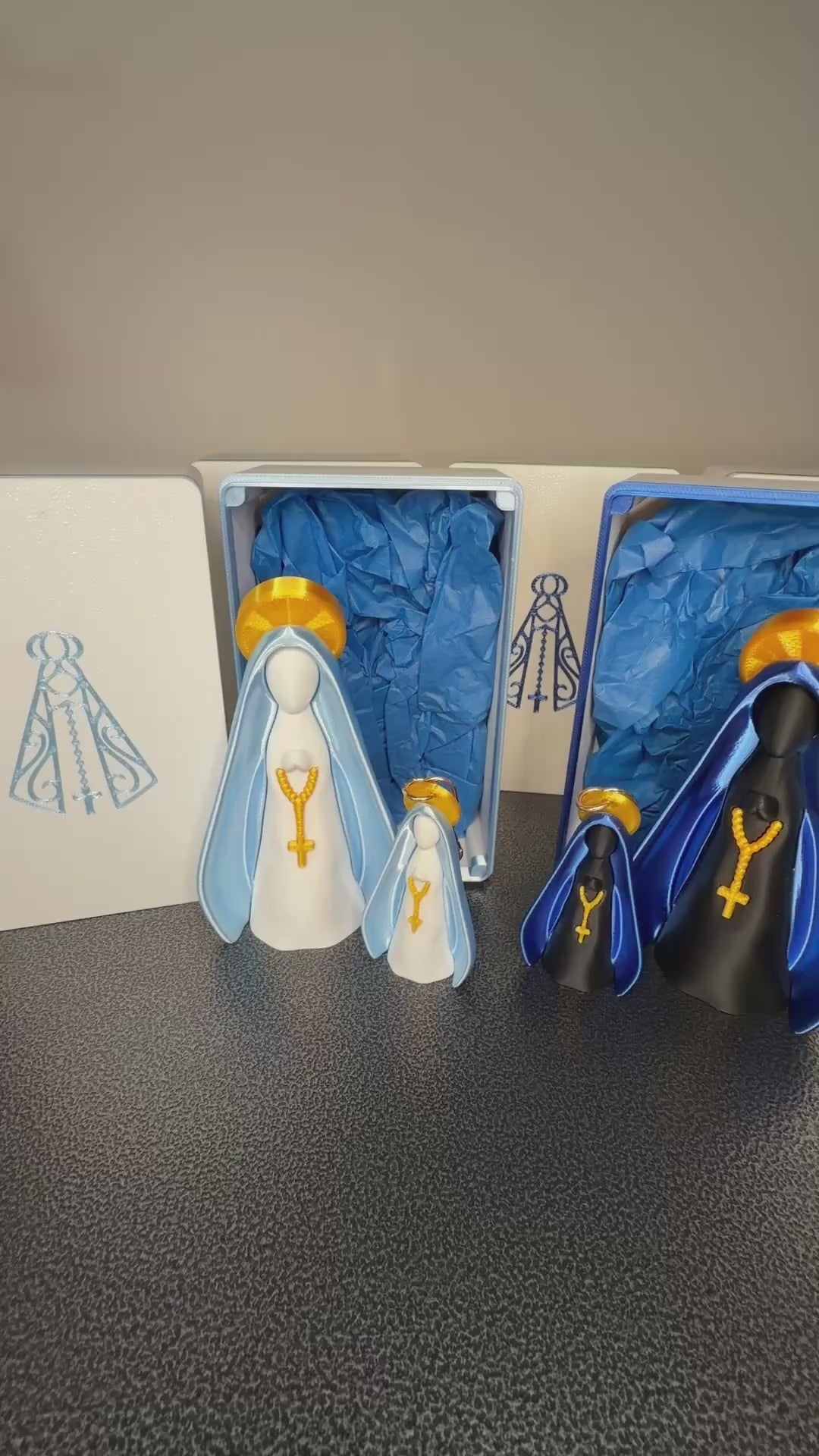 Blessed Virgin Mary Shrine Box with 4.5" Statue & Matching Keychain